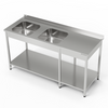 Masă inox cu chiuvetă cu 2 compartimente 230x70x85 cm | FORGAST