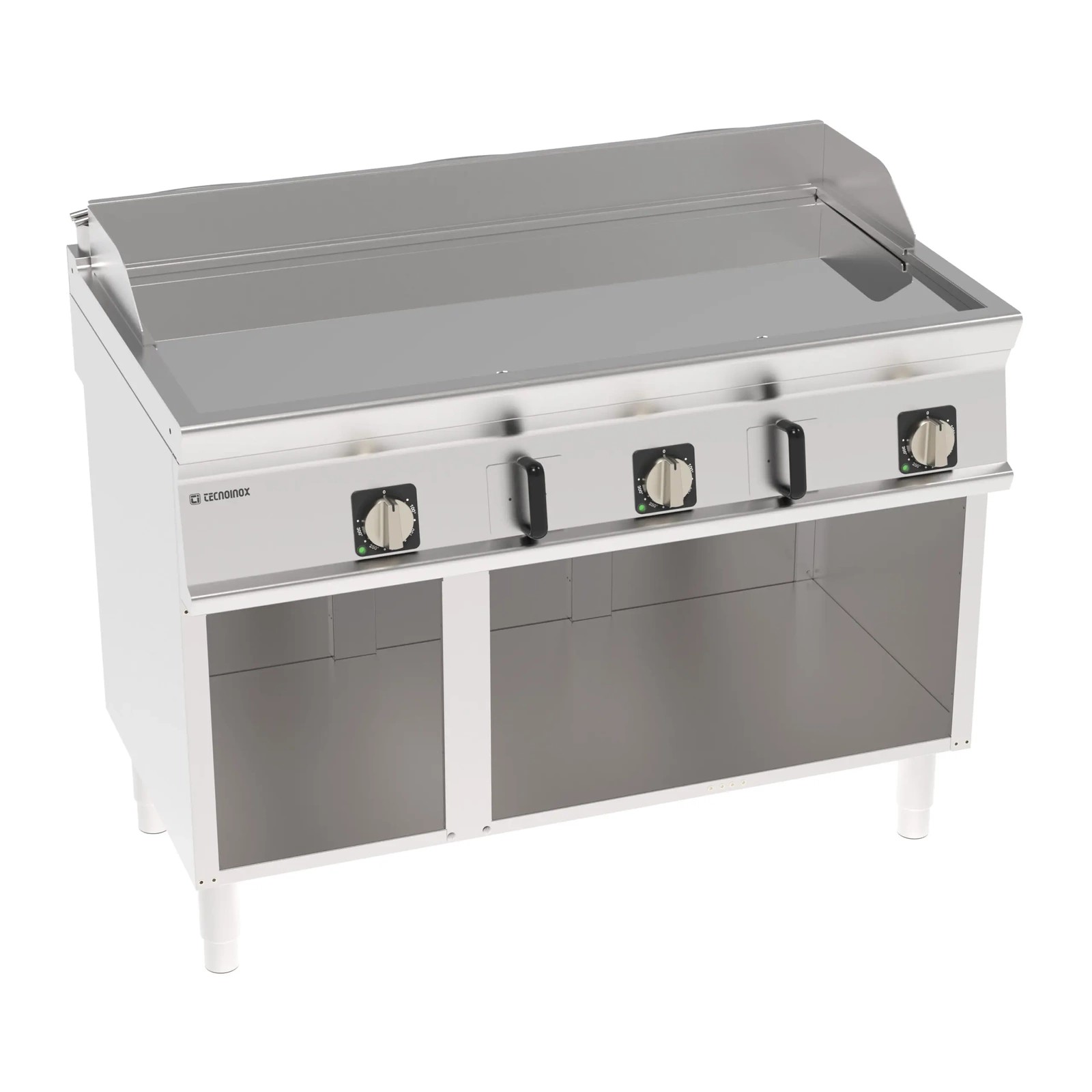 Placă grill electric, netedă, cromată, bază deschisă, 120 cm, 400V Tecno74 | TECNOINOX 716208