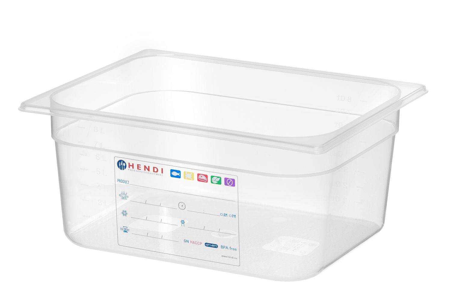 Recipient GN 1/2 adâncime 15 cm din polipropilenă HACCP | HENDI 880166