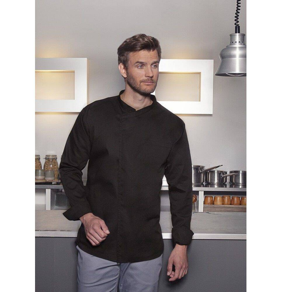Cămașă de bucătar cu mânecă lungă de bază neagră | KARLOWSKY BJM 4-1