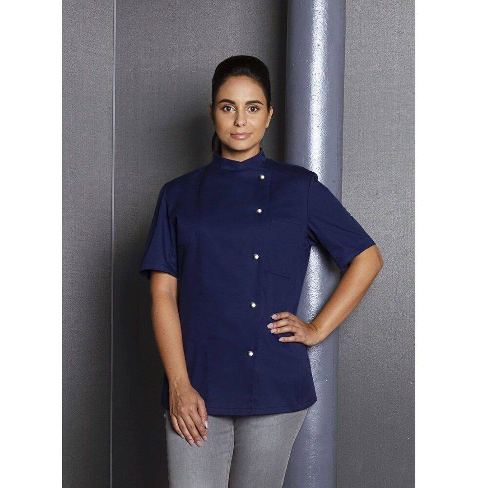 Bluză de bucătar pentru femei Greta albastru marin | KARLOWSKY JF 4-10