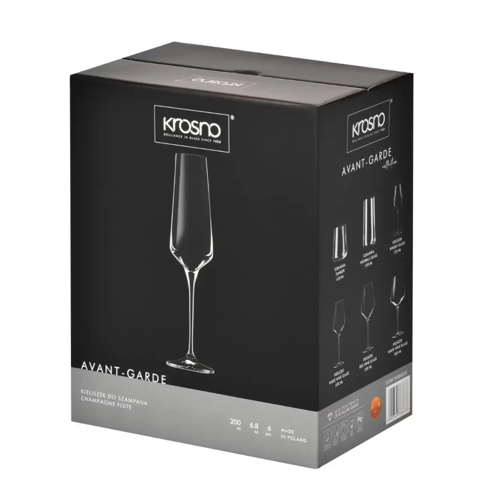 Pahare de șampanie, Avant-Garde, 200 ml - set de 6 bucăți | KROSNO F579917018043570