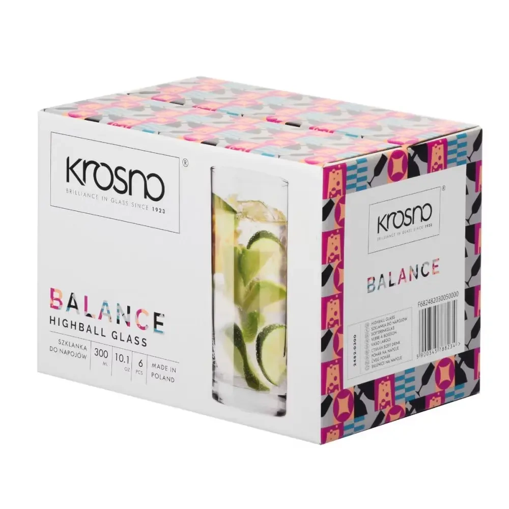 Pahare long drink Balance 300ml - set 6 bucăți | KROSNO GLASS F682482030050000