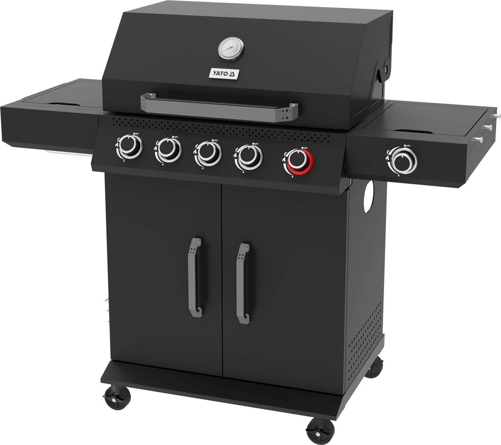 Grătar pe gaz 5+1 19kW negru | YATO YG-20031