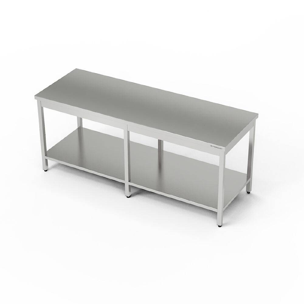 Masă de lucru centrală din oțel inoxidabil cu raft 250x80x85 cm | FORGAST
