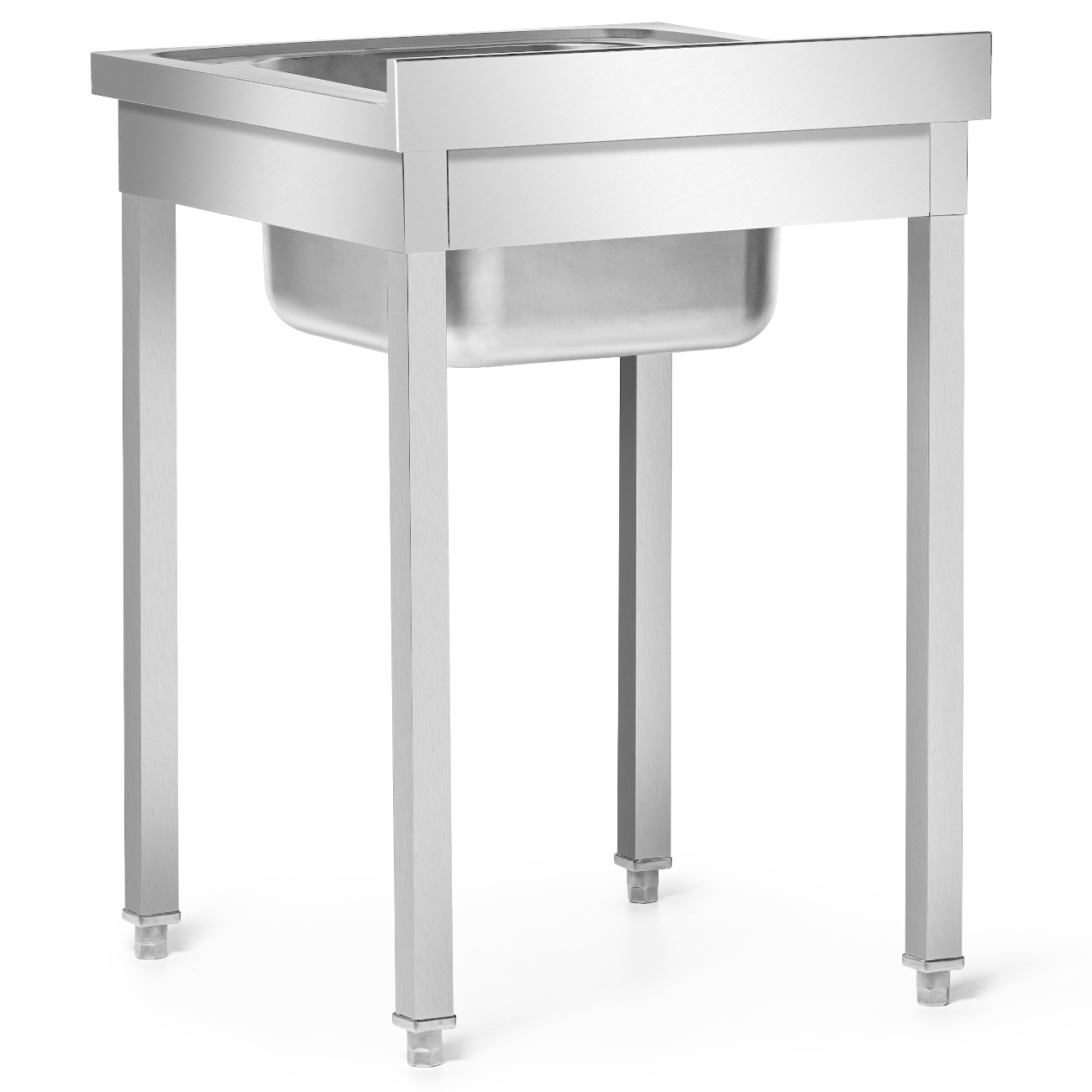 Masă inox cu chiuvetă cu 1 vas 60x60x85 cu șuruburi | FORGAST FG15334