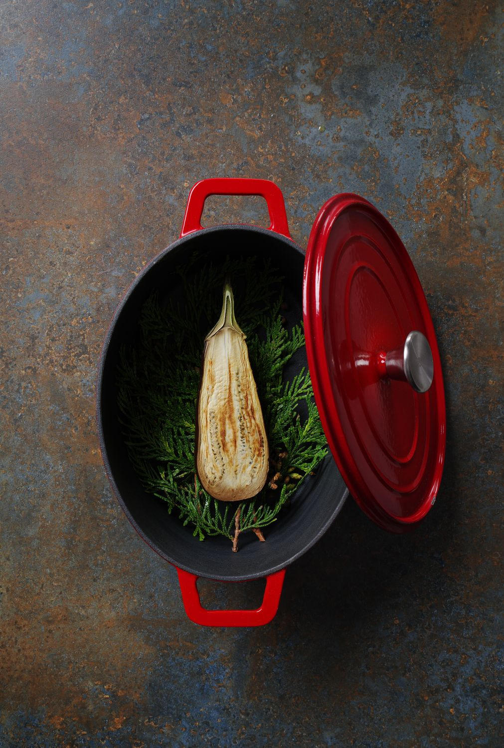 Oală din fontă cu capac, roșie - capacitate 4l | HENDI 626849