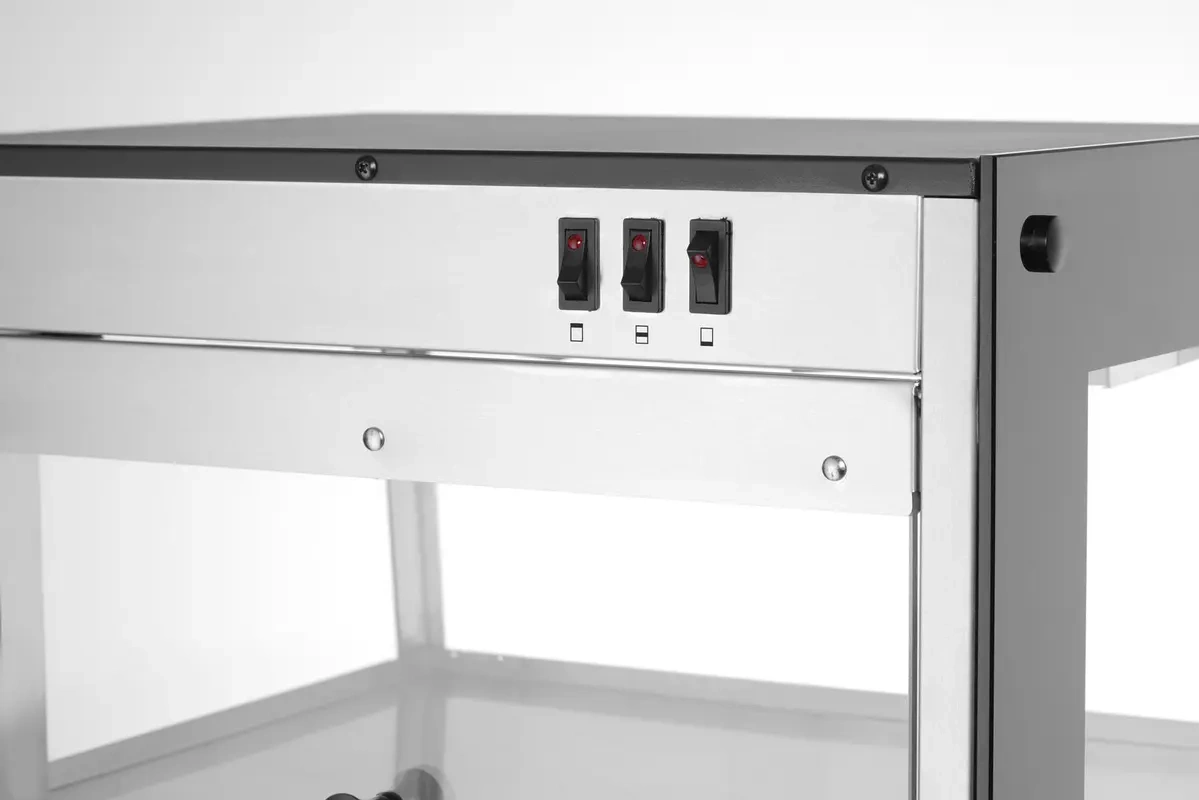 Vitrină încălzită mobilă, neagră, 230V/500 W, 120 l | HENDI 273760