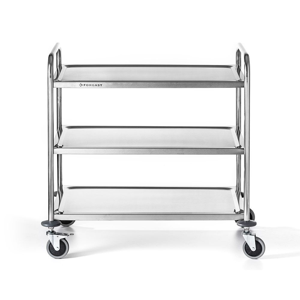 Cărucior pliabil cu 3 rafturi din oțel inoxidabil FORGAST FG01003
