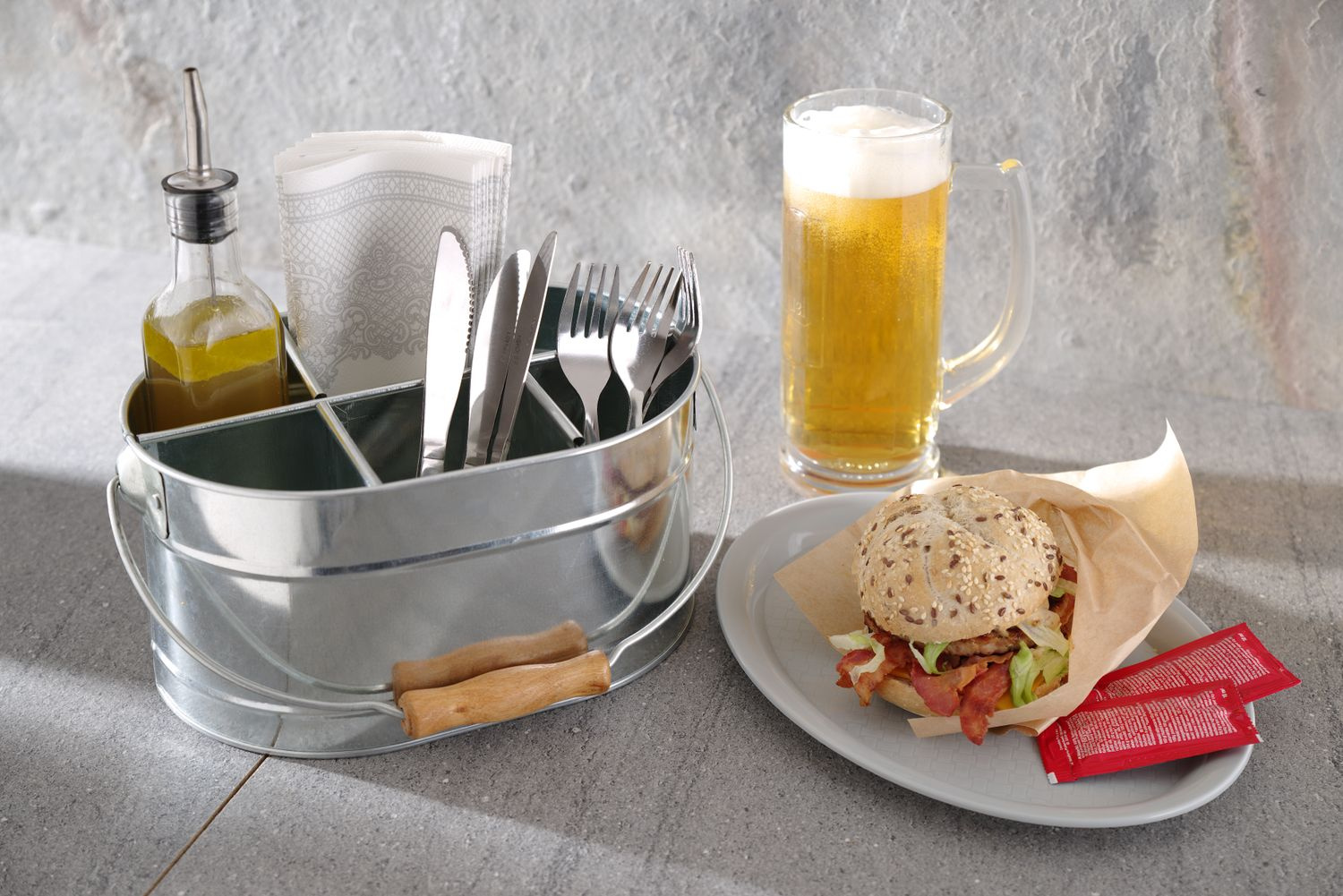 Recipient în formă de găleată pentru tacâmuri și șervețele | HENDI 425978