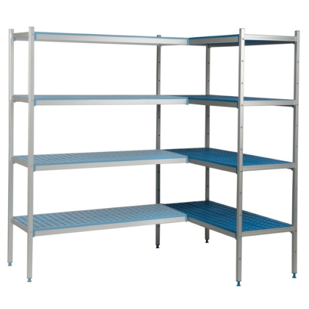 Unitate de colț cu 4 rafturi adânci. 40 cm 1PD-44+4P-114+8UM | ALUSHELF 40321