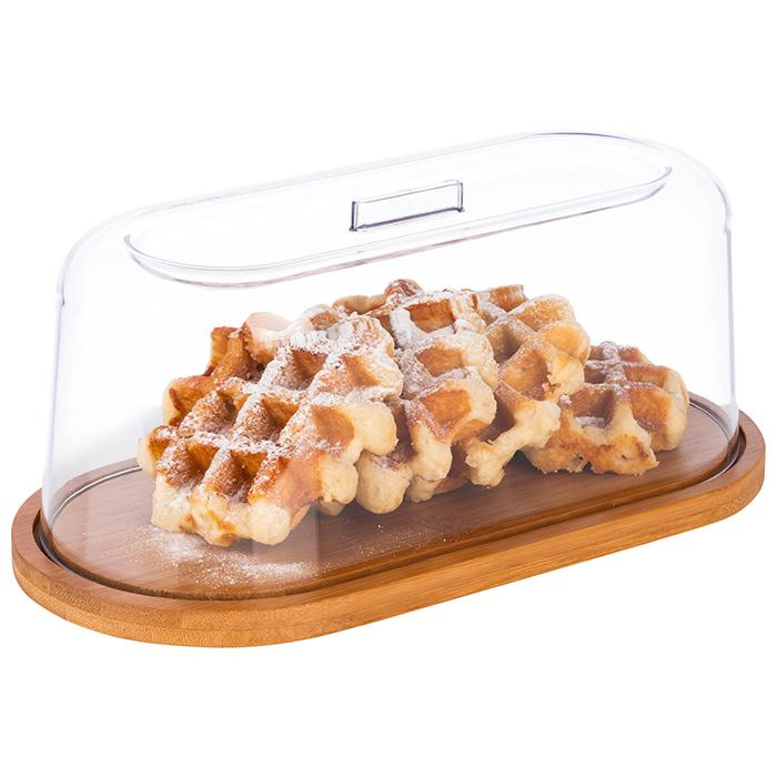 Tavă din bambus cu capac din plastic SAN, 28x14x11.5 cm | APS 826