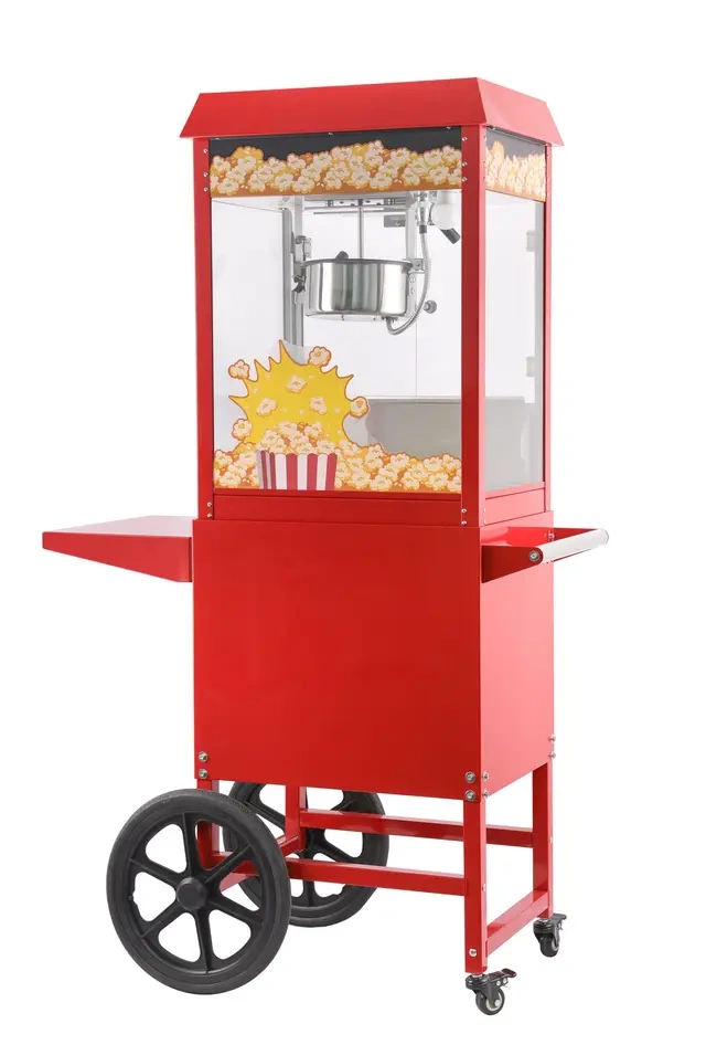 Mașină de popcorn cu cărucior, roșie, 1,155 kW, 230 V | HENDI 282830
