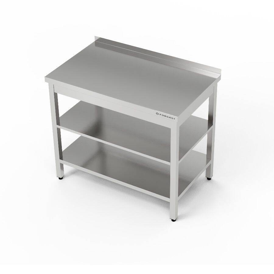 Masă de lucru din oțel inoxidabil cu două rafturi 120x70x85 cm | FORGAST