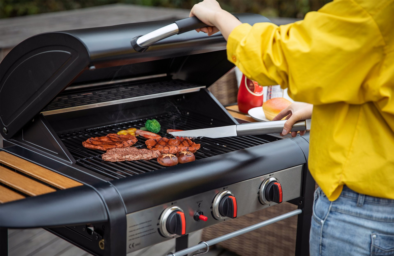 Grătar pe gaz, NATORI 9 kW, 3 arzătoare 60 x 42 cm | YATO YG-20009