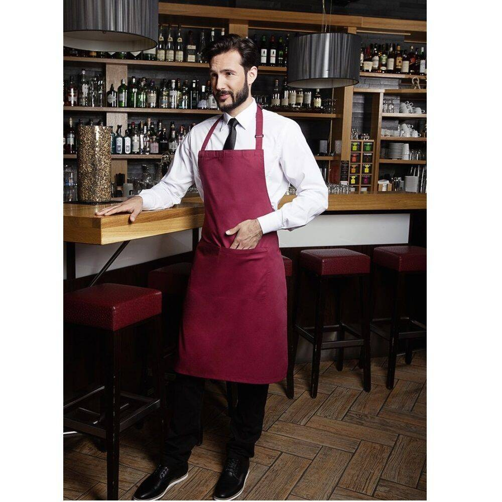 Șorț de bucătar de bază 75 x 90 cm cu buzunar și cataramă burgundy | KARLOWSKY BLS 5-4-Stck