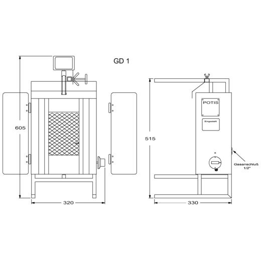 Gyros cu gaz (kebab) - până la 7 kg | POTIS GD-1
