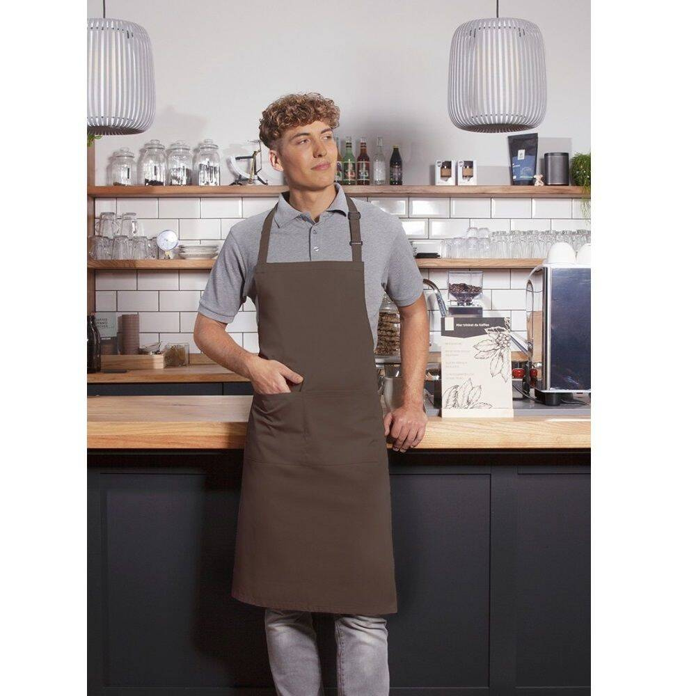 Șorț de bucătar de bază 75 x 90 cm cu buzunar și cataramă maro deschis | KARLOWSKY BLS 5-28-Stck