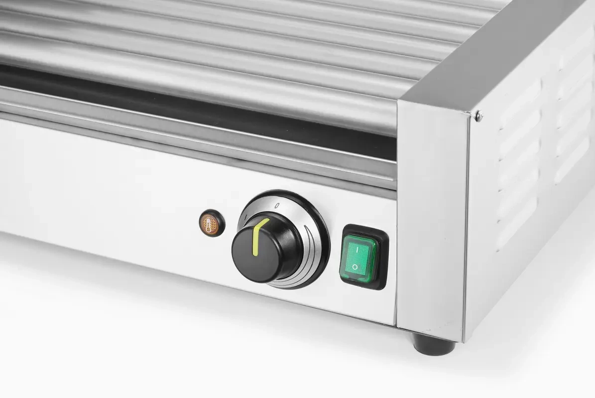 Încălzitor cu role pentru crenvurști, cu o singură zonă și capac, 9 role, 0,79 kW, 230 V | HENDI 268643