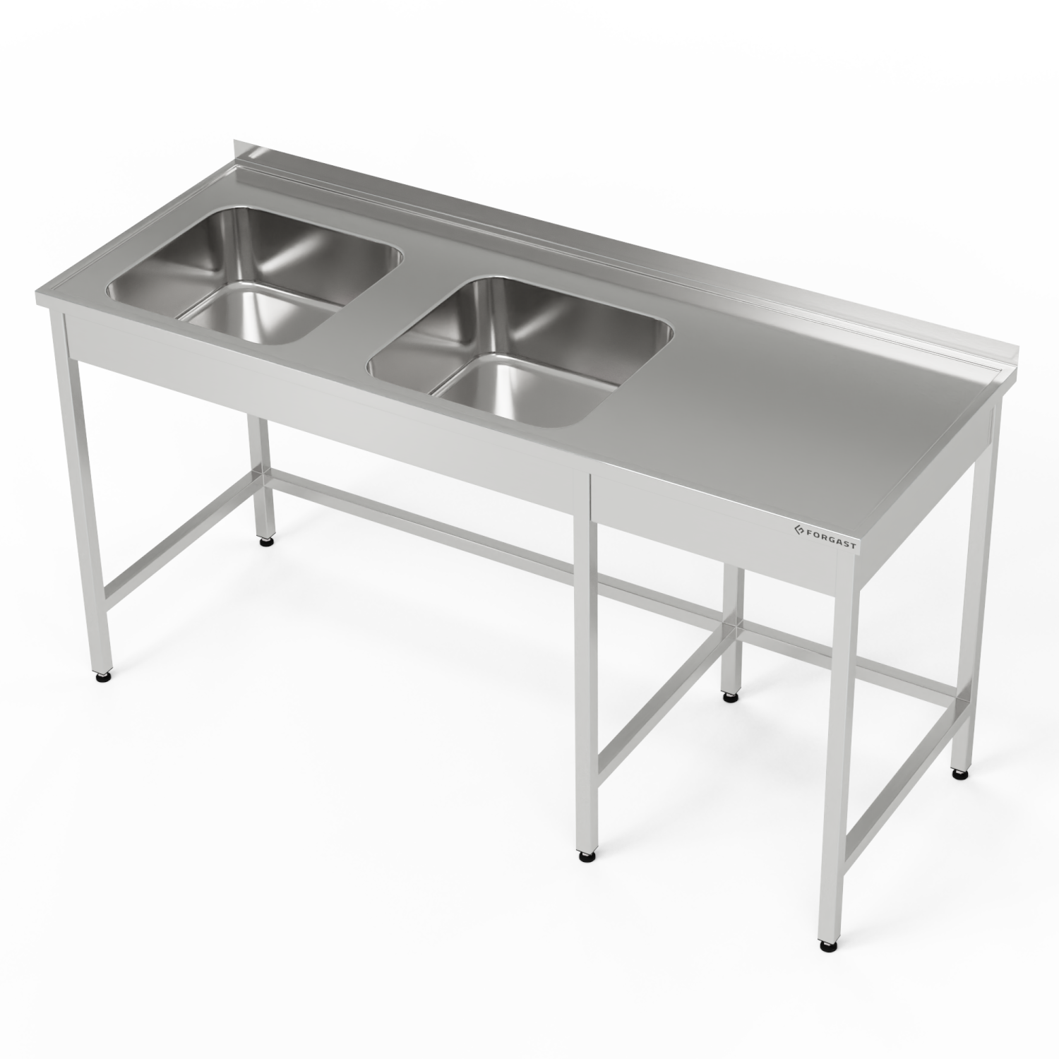 Masă inox cu chiuvetă cu 2 compartimente 170x60x85 cm | FORGAST