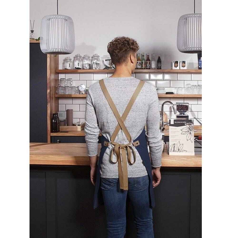 Urban-Look X-Style șorț legat în dungi cu buzunar albastru oțel | KARLOWSKY LS 38-83-Stck