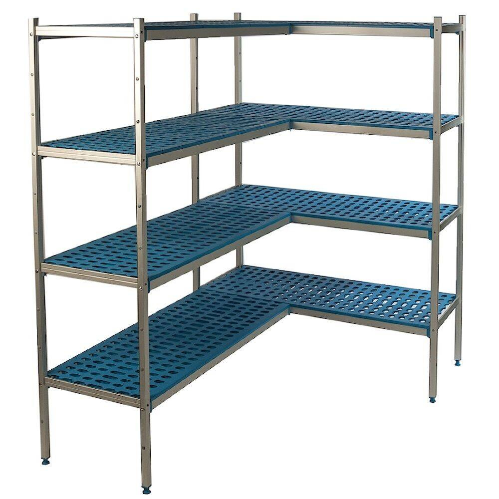 Unitate de colț cu 4 rafturi adânci. 40 cm 1PD-44+4P-94+8UM | ALUSHELF 40319