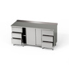 Masă de lucru din oțel inoxidabil cu dulap și 2 blocuri de 3 sertare 170x60x85 cm | FORGAST