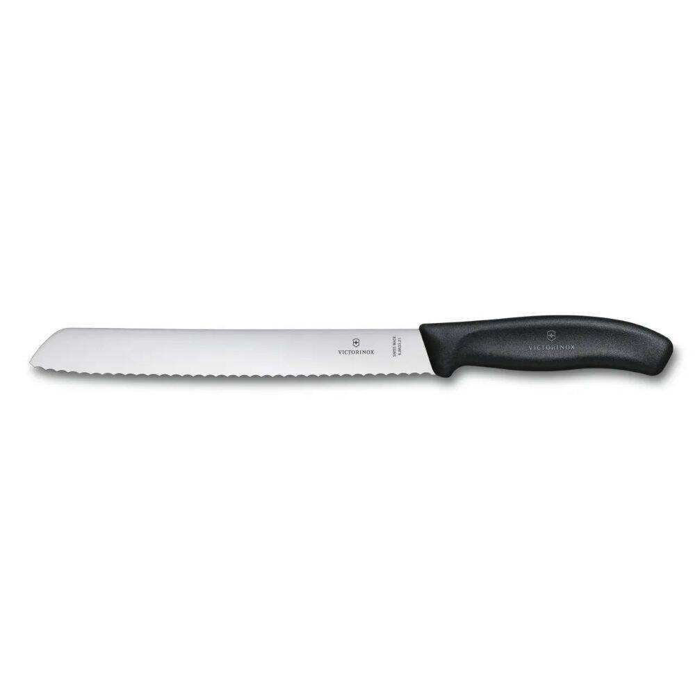 Cuțit pentru pâine Swiss Classic negru lungime lamă 21 cm | VICTORINOX 6.8633.21B