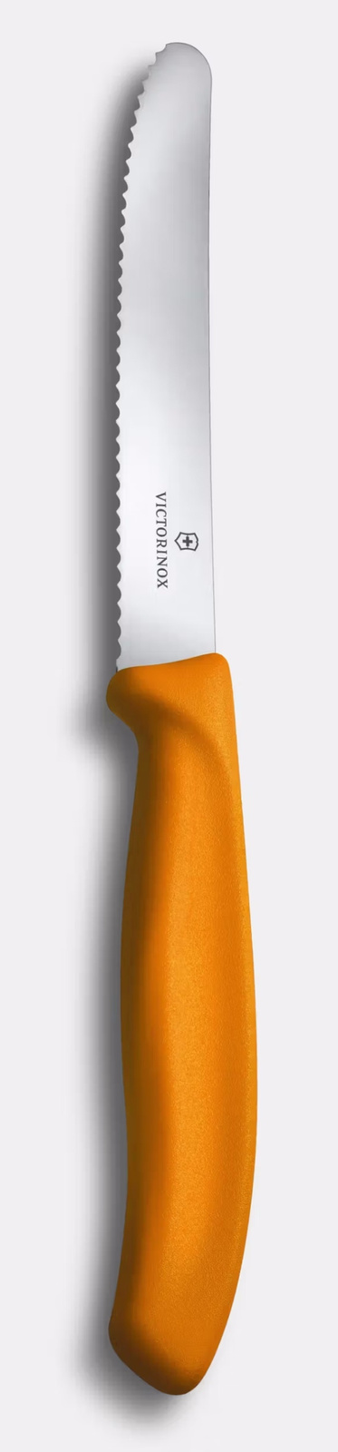 Swiss Classic cuțit zimțat pentru legume și fructe portocaliu lung. lame 11 cm | VICTORINOX 6.7836.L119