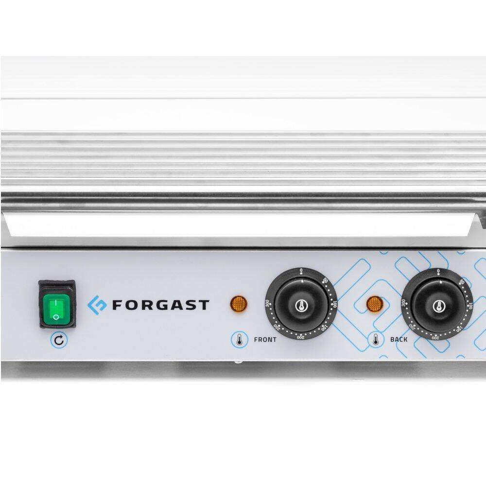 Grătar cu role pentru crenvurști cu protecție din sticlă, 7 role, 1.05 kW, 230 V | FORGAST FG09600