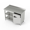 Masă de lucru din oțel inoxidabil cu dulap, sertar și 2 rafturi 100x70x85 cm | FORGAST