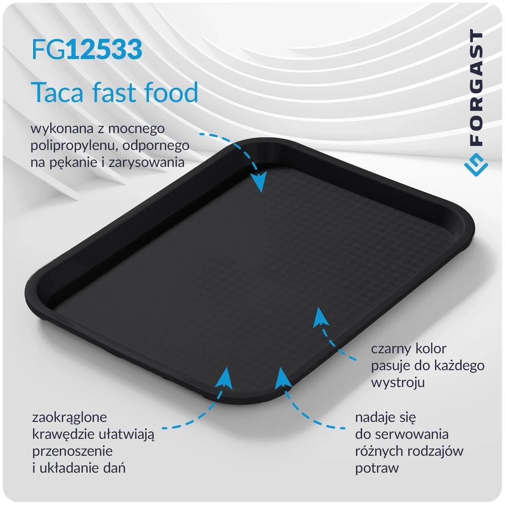 Tavă fast food neagră dim. 45x35 cm | FORGAST FG12533