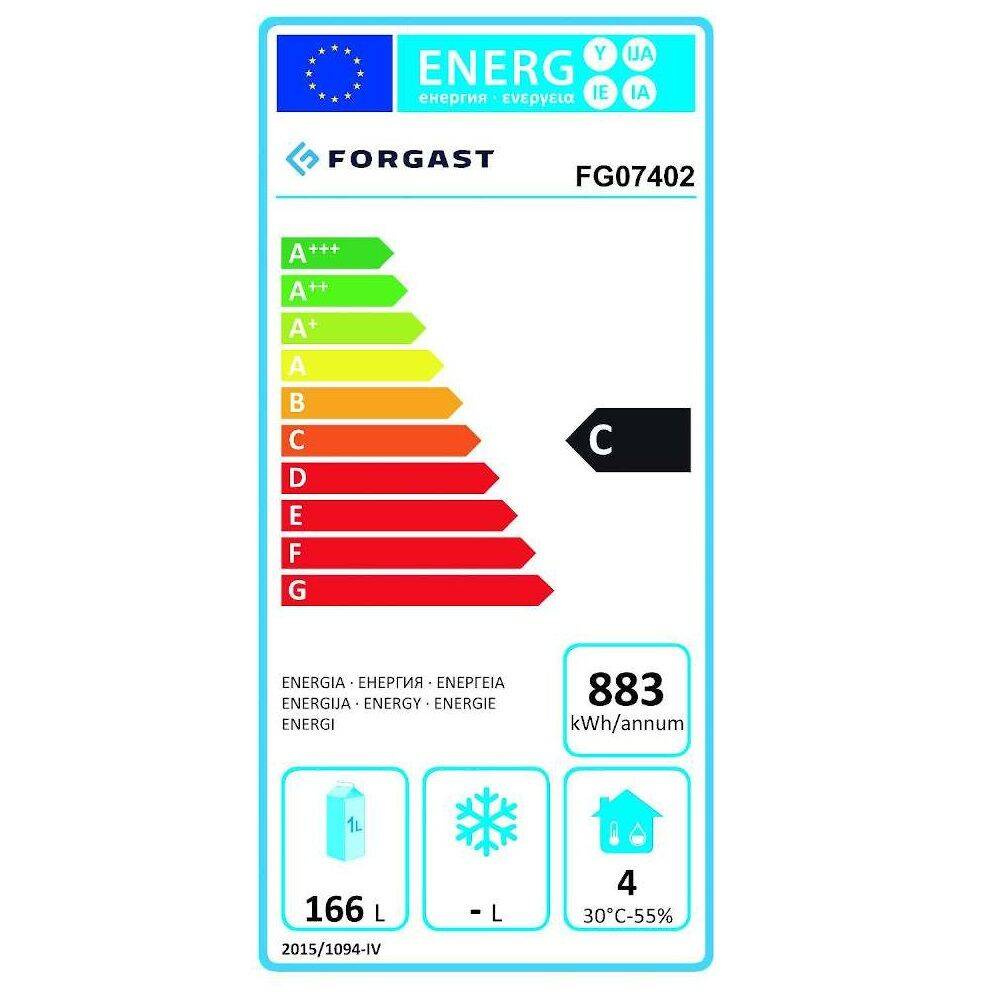 Salatieră frigorifică cu 2 uși 257 l, cu blat din oțel inoxidabil FORGAST FG07402