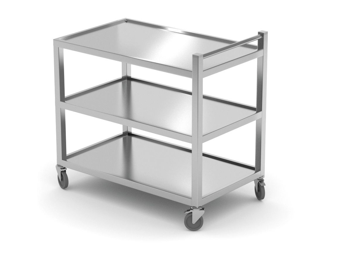 Carucior ospătar cu 3 rafturi sudat din inox | HENDI 810224