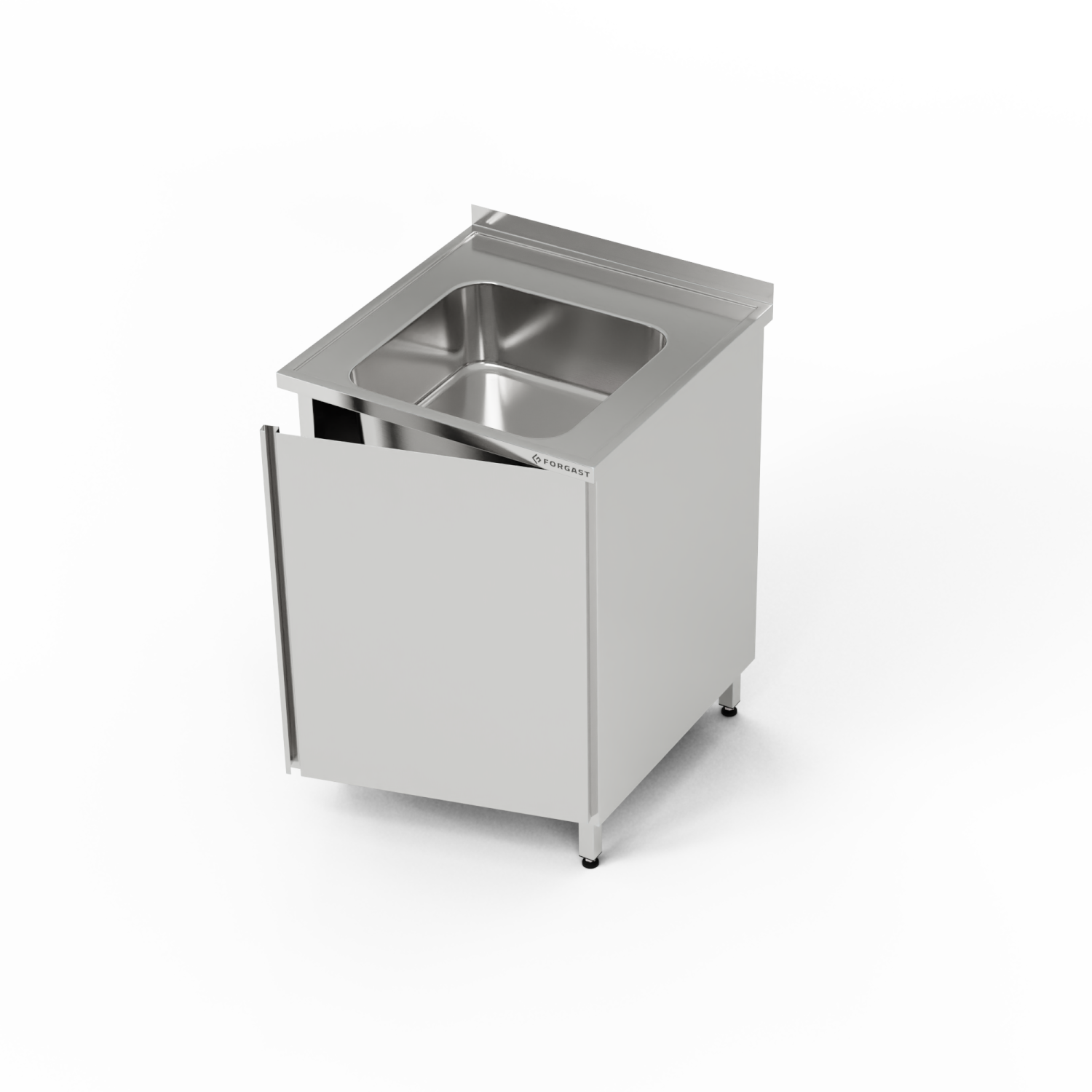 Masă inox cu chiuvetă cu 1 vas și dulap 60x60x85 cm | FORGAST