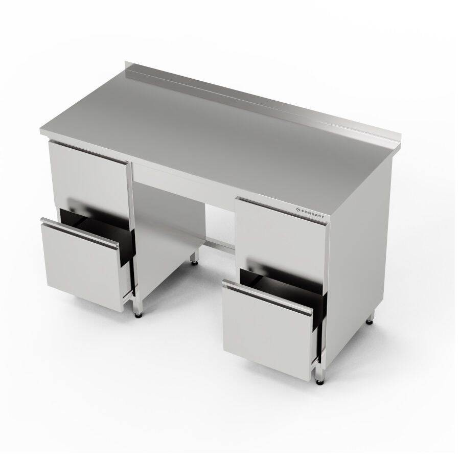Masă de lucru din oțel inoxidabil cu 2 blocuri de 2 sertare 170x70x85 cm | FORGAST