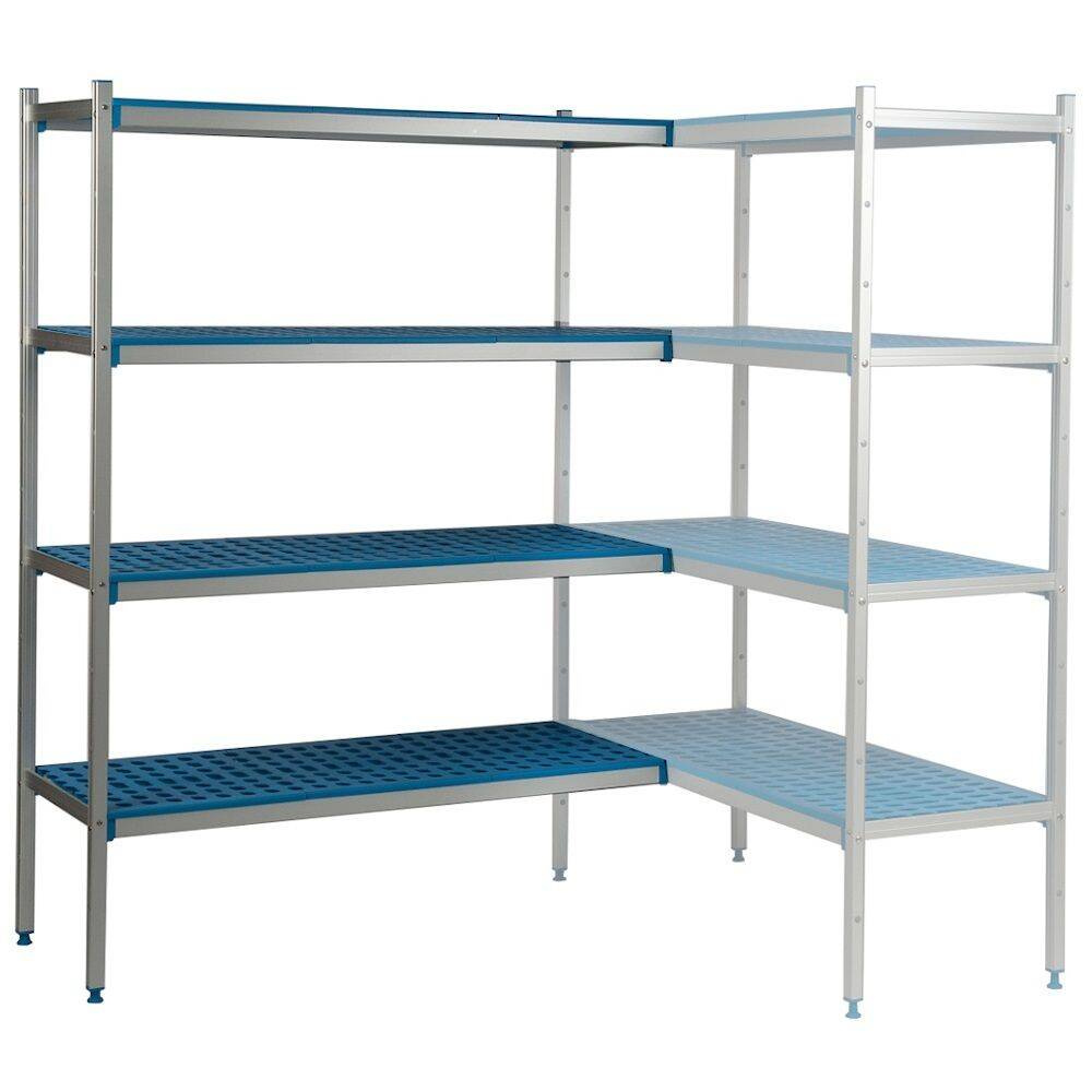 Unitate de colț cu 4 rafturi adânci. 40 cm 1PD-44+4P-94+8UM | ALUSHELF 40319