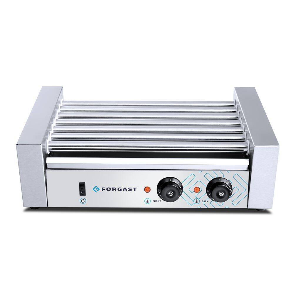 Grătar cu role pentru crenvurști cu protecție din sticlă, 7 role, 1.05 kW, 230 V | FORGAST FG09600