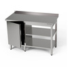 Masă de lucru din oțel inoxidabil cu dulap și două rafturi 210x70x85 cm | FORGAST