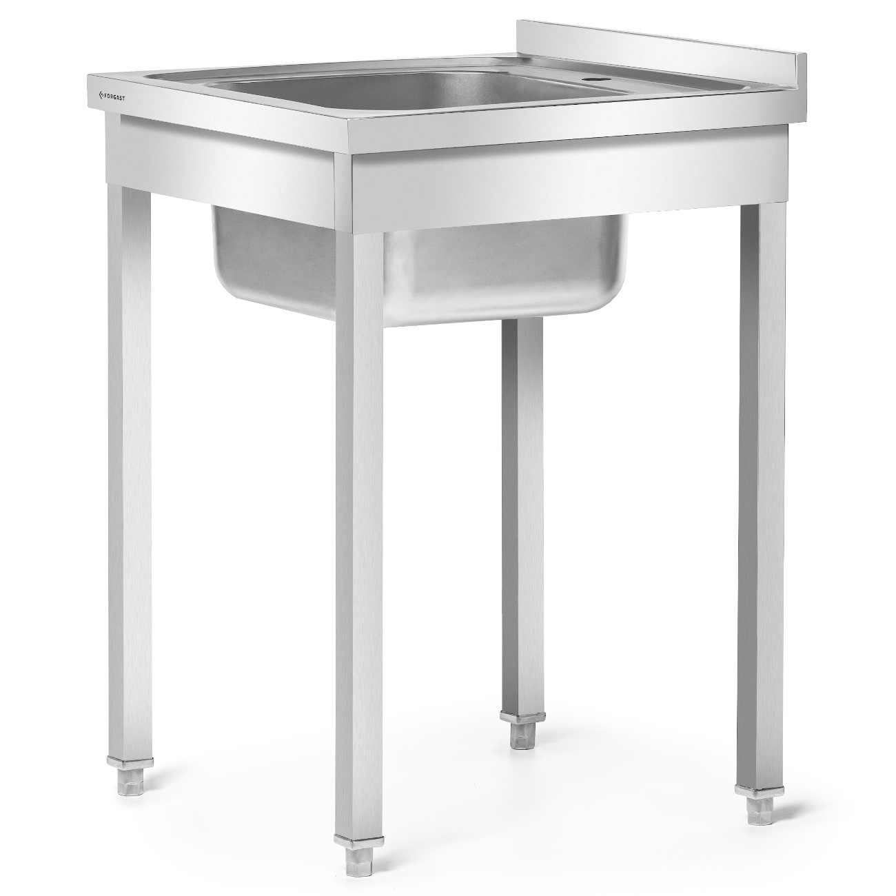 Masă inox cu chiuvetă cu 1 vas 60x60x85 cu șuruburi | FORGAST FG15334
