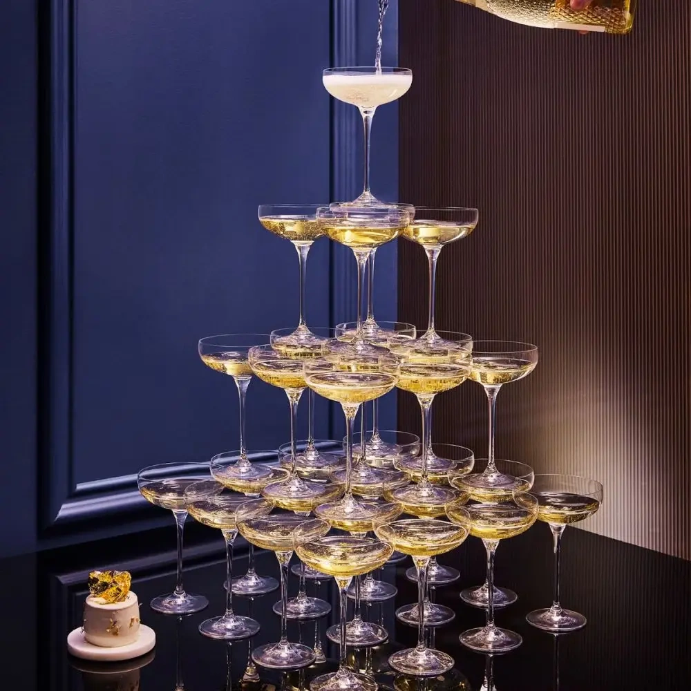 Pahare plate pentru șampanie, Harmony, 280 ml - set 6 bucăți | KROSNO F57B575024002020