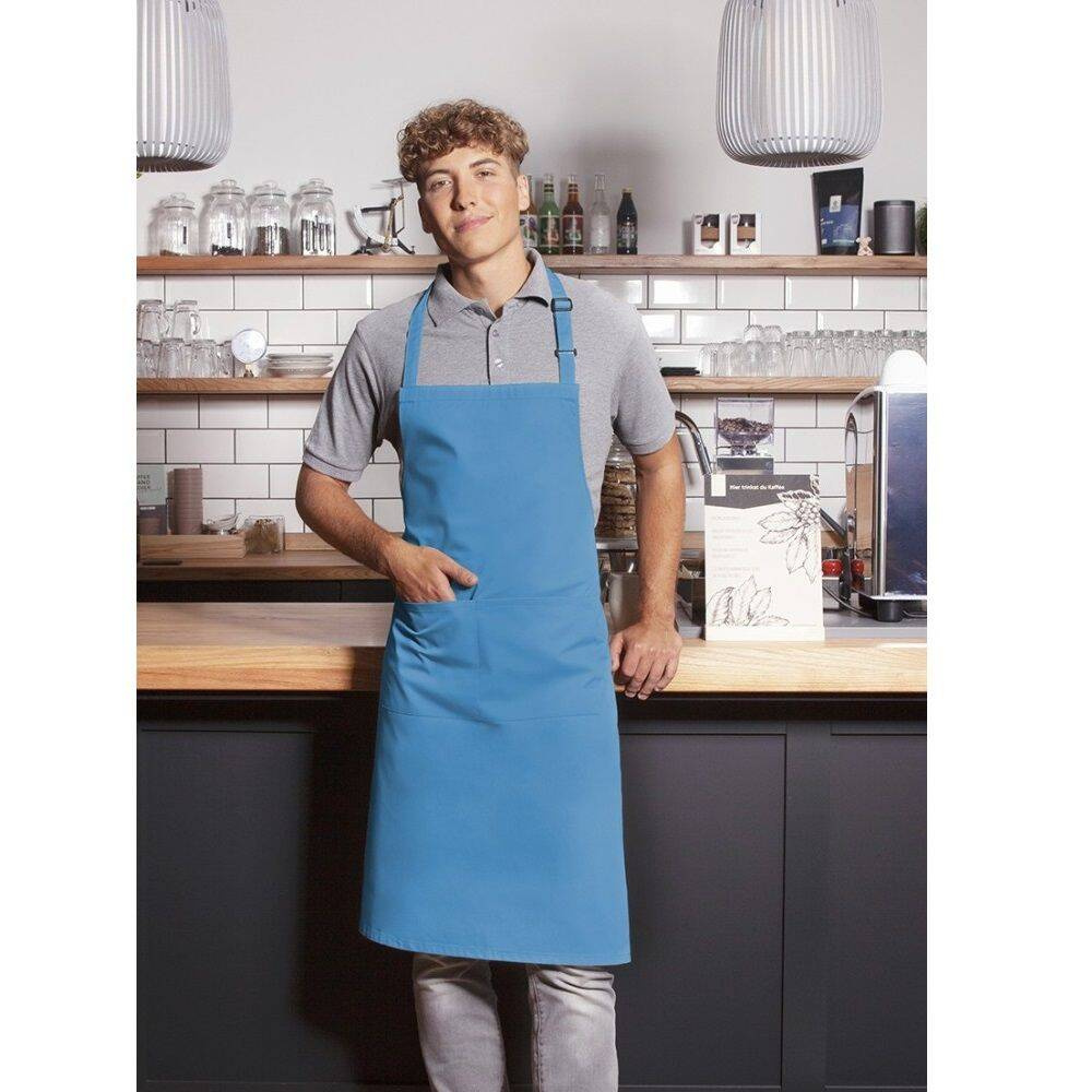 Șorț de bucătar de bază 75 x 90 cm cu buzunar și cataramă turcoaz | KARLOWSKY BLS 5-43-Stck