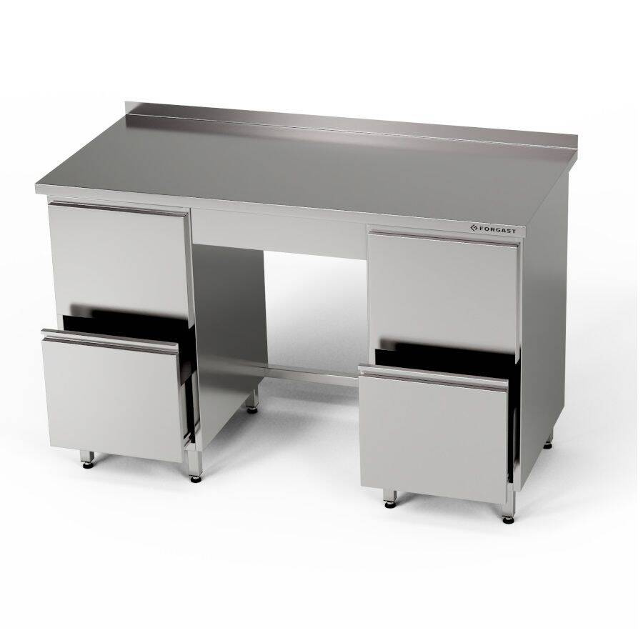 Masă de lucru din oțel inoxidabil cu 2 blocuri de 2 sertare 250x70x85 cm | FORGAST