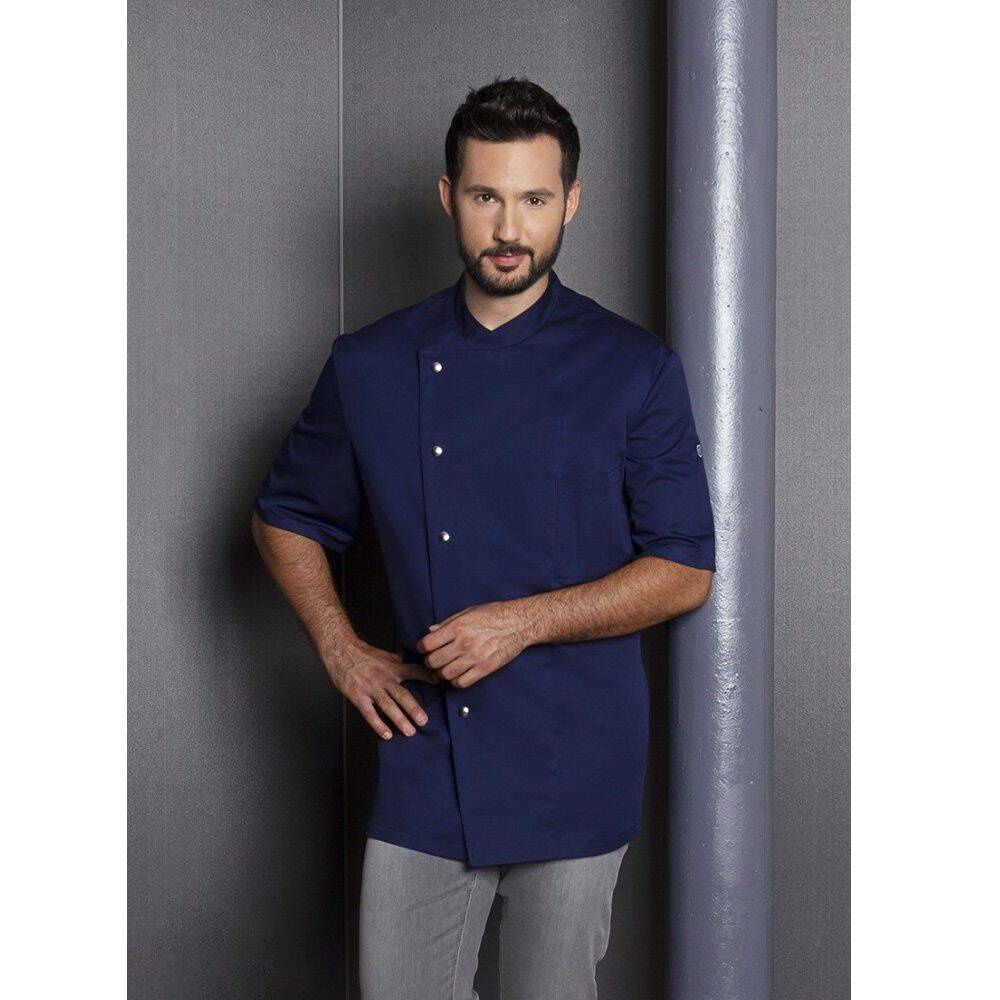 Bluză de bucătar pentru bărbați Gustav albastru marin | KARLOWSKY JM 15-10