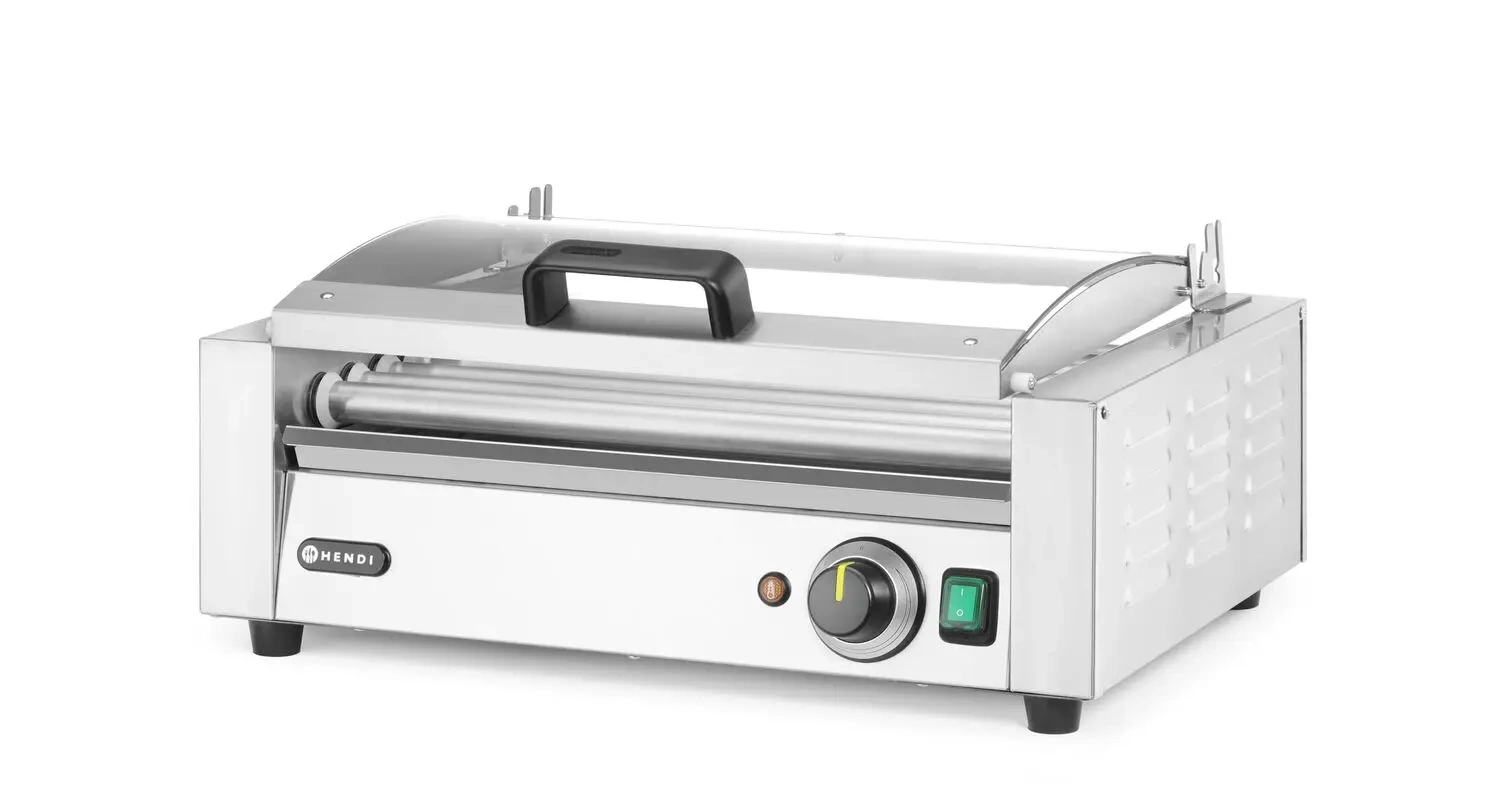 Încălzitor cu role pentru crenvurști, cu o singură zonă și capac, 9 role, 0,79 kW, 230 V | HENDI 268643