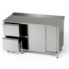Masă de lucru din oțel inoxidabil cu dulap și bloc de sertare 190x60x85 cm | FORGAST