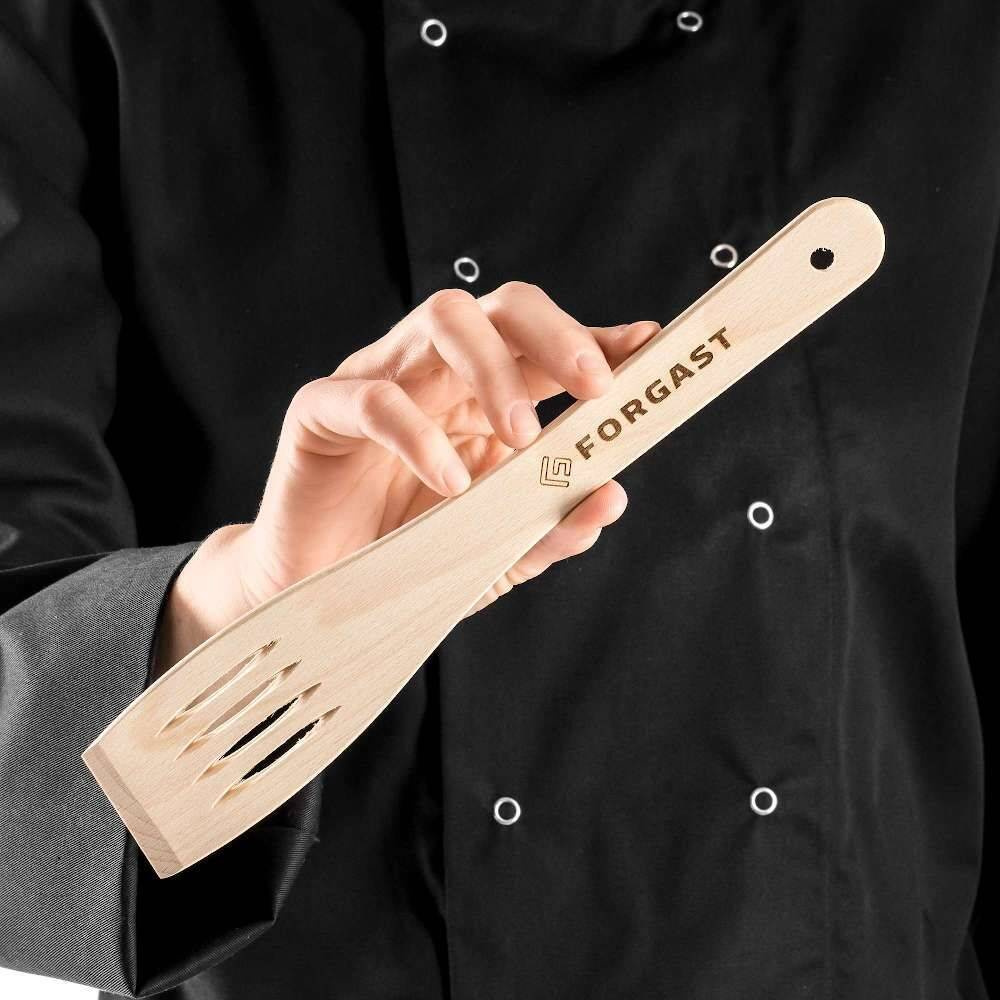 Lingură de lemn perforată 30 cm | FORGAST FG12656