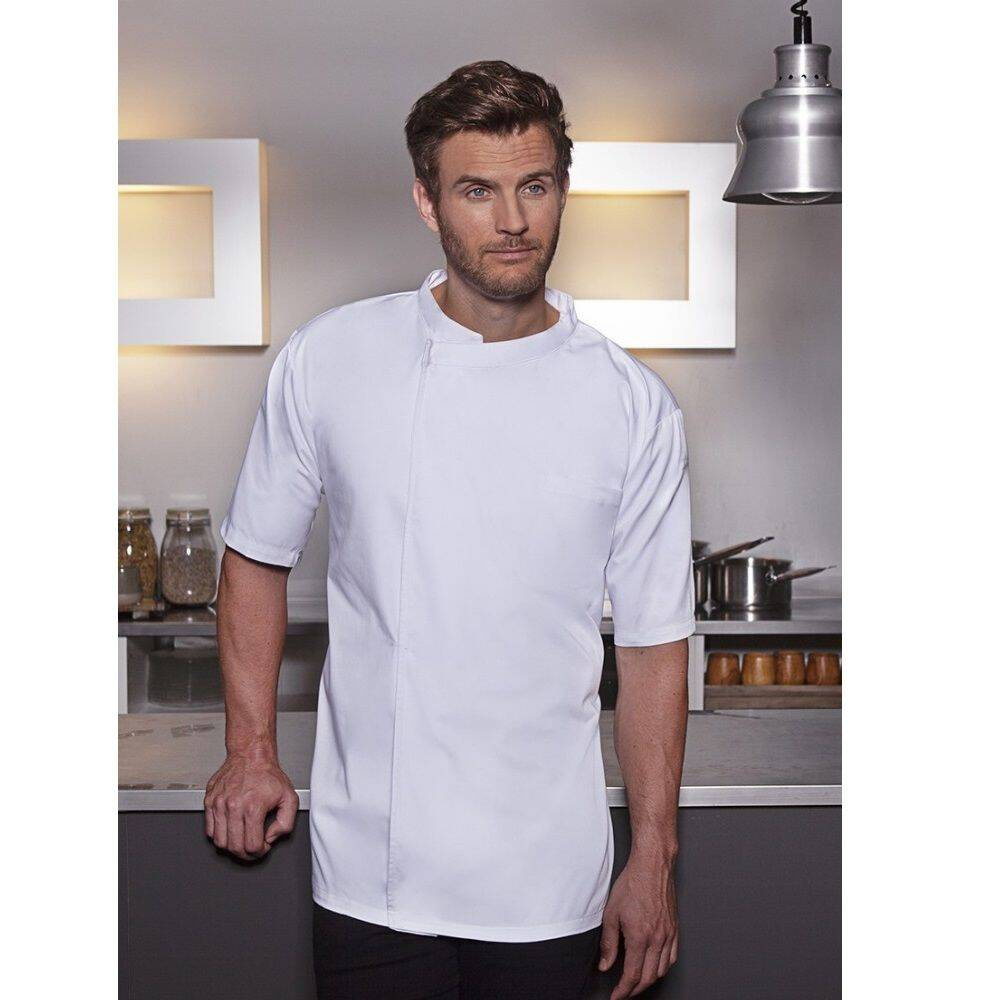Cămașă de bucătar Basic cu mânecă scurtă albă | KARLOWSKY BJM 3-3