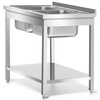 Masă din inox cu chiuvetă cu 2 compartimente și raft 120x60x85 demontabilă | FORGAST FG15340