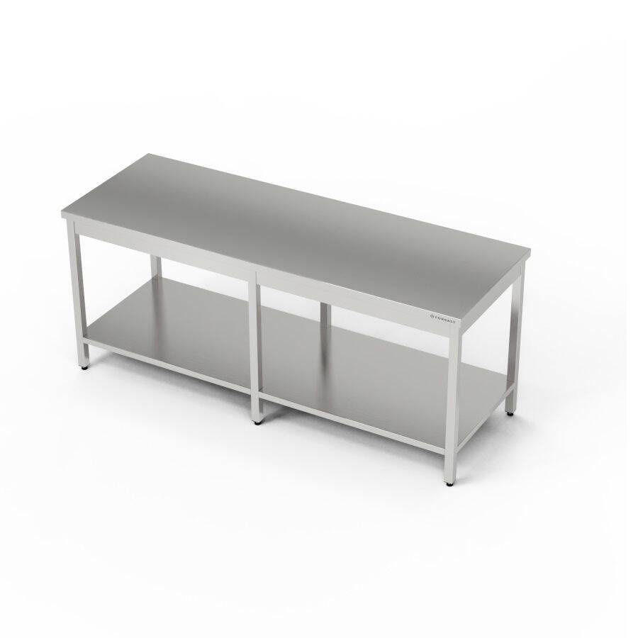 Masă de lucru centrală din oțel inoxidabil cu raft 280x70x85 cm | FORGAST